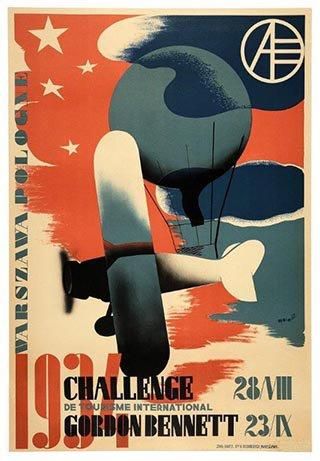 null Challenge Gordon-Bennet - 1934 Affiche lithographique d'après Tadeusz Gronowski...