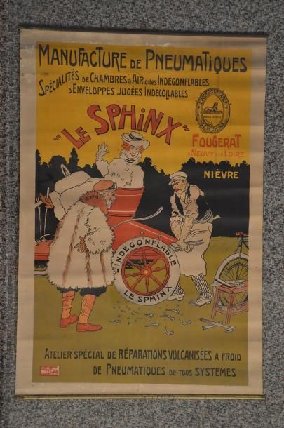 null Le Sphinx - Manufacture de pneumatiques Affiche publicitaire Imprimerie Kossuth...