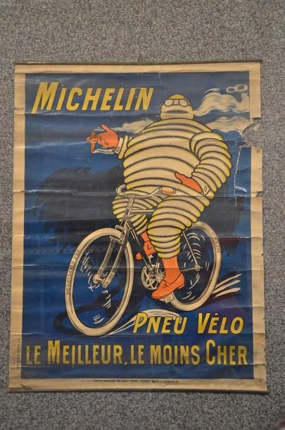 null Michelin Affiche publicitaire Imprimerie Chaix - Paris 77 x 60 cm Pliures, déchirures,...