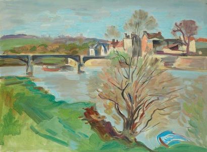 André PLANSON (1898-1981) Printemps sur la Marne Huile sur toile, titrée au dos 54...
