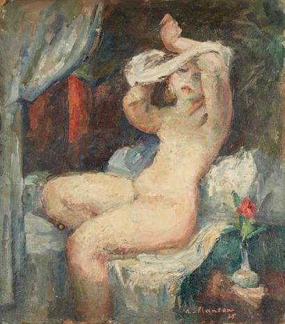 André PLANSON (1898-1981) Nu féminin, 1925 Huile sur carton, signée et datée en bas...