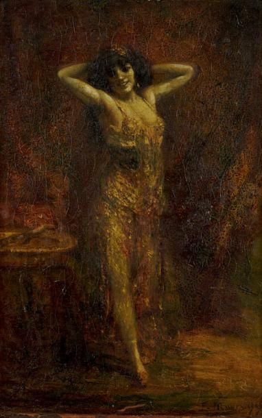 François MAURY (1861-1933) Danseuse, 1909 Huile sur toile, signée et datée en bas...
