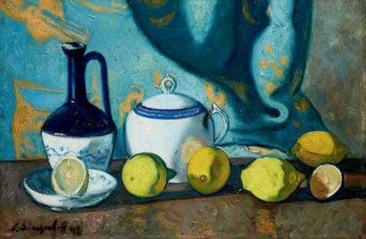 Nicolas SINEZOUBOFF (1891-1948) Nature morte aux citrons, 1948 Huile sur isorel,...
