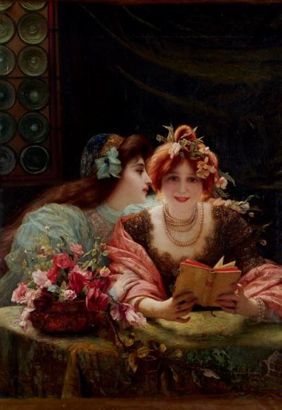 Gabriel Joseph Marie Augustin FERRIER (1847-1914) La lecture Huile sur toile, signée...