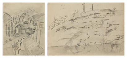 Filippo DE PISIS (1896-1956) Paysages, 1926 Deux crayons sur papiers, signés et datés...