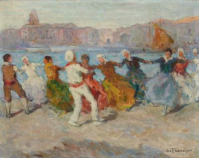 Pietro de FRANCISCO (1873-1969) La danse Huile sur toile, signée en bas à droite...