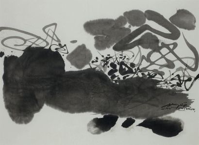 CHU TEH-CHUN (né en 1920) Composition Encre sur papier, signée en bas à droite 33,5...
