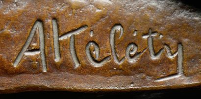 ALEXANDRE KELETY (1874-1940) Epreuve en bronze à patine brune figurant une jeune...