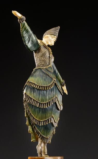 Demeter CHIPARUS (1886-1947) «Carnival» Rare sculpture chryséléphantine en bronze...