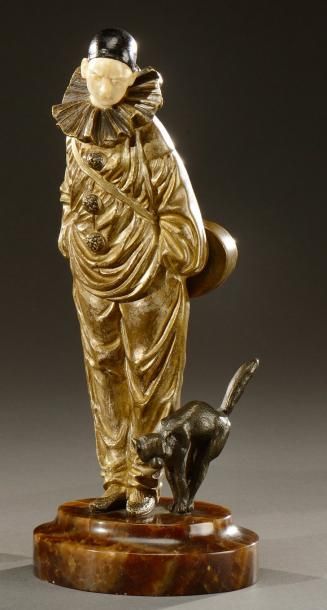 RICHARD, d'après un modèle de Georges OMERTH Sculpture chryséléphantine en bronze...