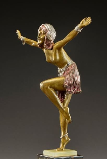 Demeter CHIPARUS (1886-1947) Epreuve en bronze à patine médaille, rouge et argentée...