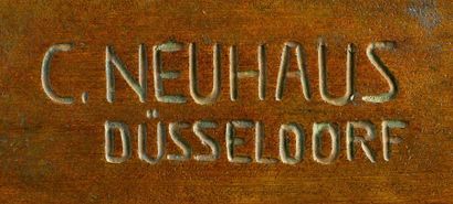 CARL NEUHAUS (né en 1881) Sculpture en bronze à patine brune ocrée figurant Diane...
