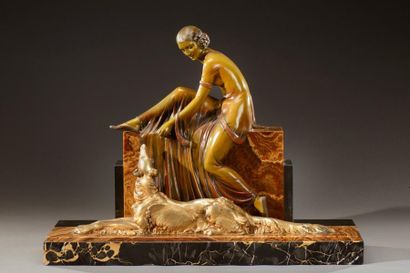 ARMAND LEMO (XIX-XXème) Sculpture en bronze à patine brune, cuivrée, verte et argentée...