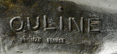 ALEXANDRE OULINE (actif de1918 à 1940) Sculpture en bronze à patine brune figurant...
