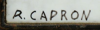 ROGER CAPRON (1922-2006) Table basse modèle «Navette» à plateau rectangulaire enserrant...