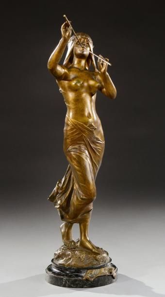 EDOUARD DROUOT (1859-1945) «Muse des bois» Importante épreuve en bronze à patine...