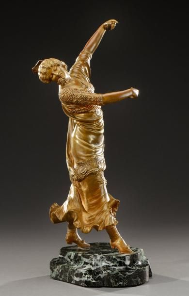 Paul PHILIPPE (1870-1930) «Danseuse espagnole de flamenco» Epreuve en bronze à patine...