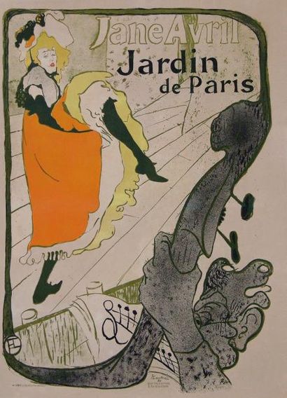 Henri de TOULOUSE LAUTREC (1864-1901) «Jane Avril-Jardin de Paris" Lithographie au...