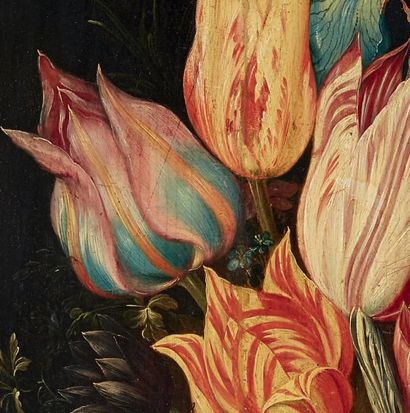 Gaspar van den HOECKE (1595 - ca.1648, actif à Anvers) Tulipes et iris dans un vase...