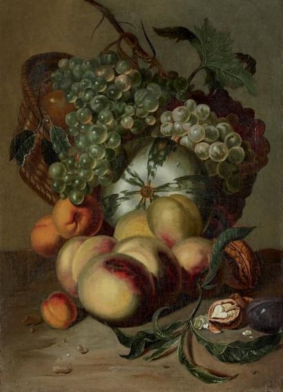 Ecole Française du XVIIIème siècle Nature morte aux fruits Huile sur toile 57 x 41...