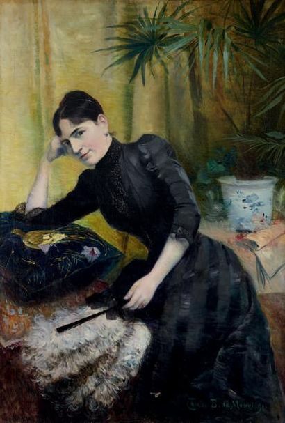 Charles BOUTET de MONVEL (1855-1913) Portrait de femme, 1891 Huile sur toile, signée...