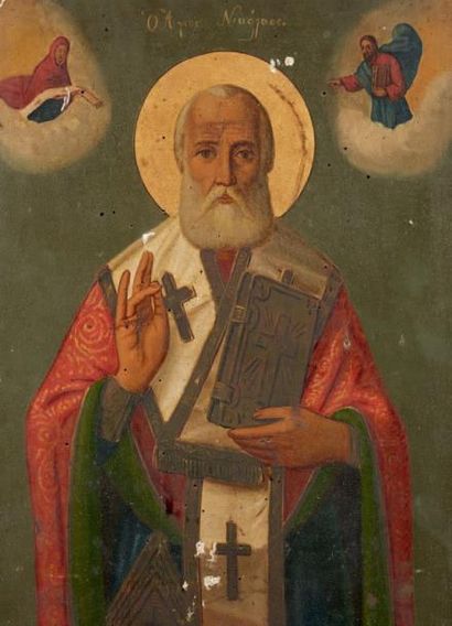 null Icône de Saint Nicolas le Thaumaturge. Grèce. Début 20e s . Saint Nicolas, évêque...