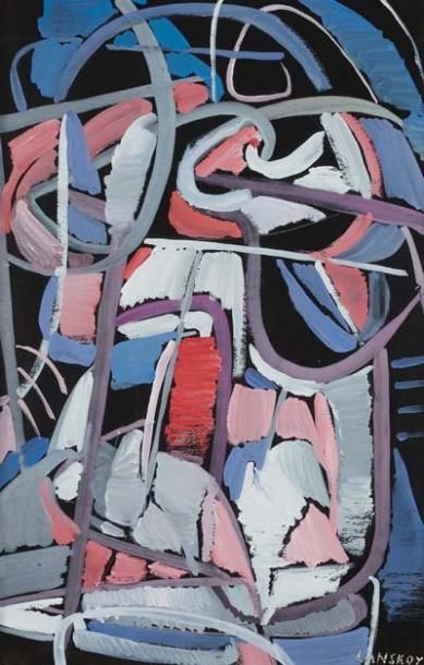 André LANSKOY (1902-1976) Composition Gouache, signée en bas à droite 48.5 x 31.5...