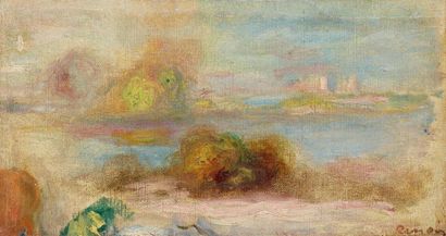 Pierre Auguste RENOIR (1841-1919) Esquisse de paysage, Antibes Huile sur toile, signée...