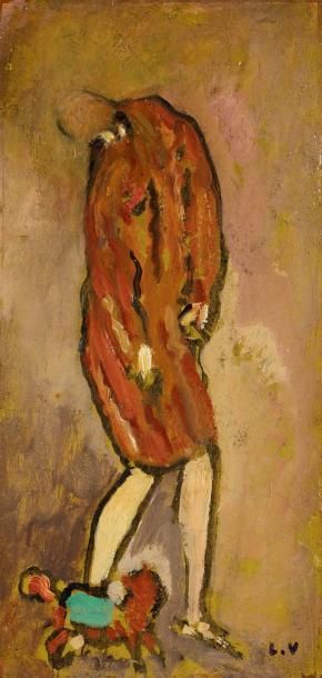 Louis VALTAT (1869-1952) Jeune femme au chien, 1923 Huile sur carton marouflé sur...