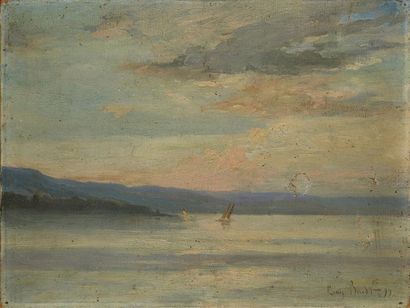 Louis BAUDIT(1870-1960) Lac Léman, 99 Huile sur toile, signée et datée en bas à droite...