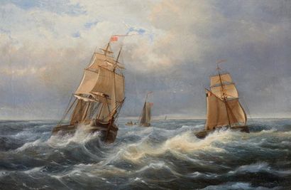 J. L. van LEEMPUTTEN (XIX° siècle) Marine Huile sur toile, signée en bas à droite...