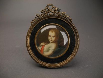 L. HAMEAU Le roi de Rome, miniature ronde sur ivoire Ves 1900 D: 5 cm