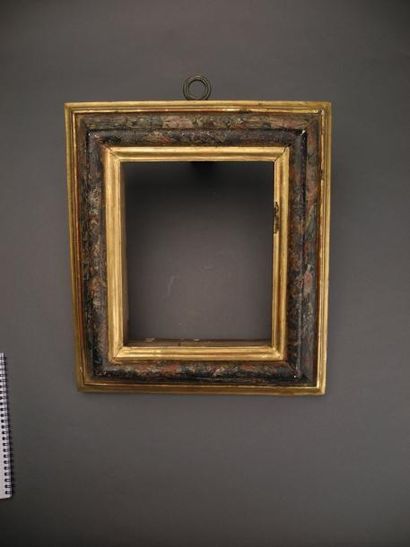 null Cadre rectangulaire en bois laqué polychrome Italie - XVI/XVIIème siècle 42x...