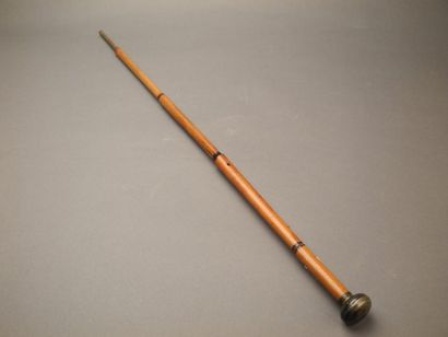 null Canne fusil en bambou Pommeau en acier Début XXème siècle L: 85 cm