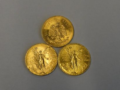 MEXIQUE 3 Pièces de 50 pesos SUP dont: - 1 de 1820-1943 - 2 de 1821-1947