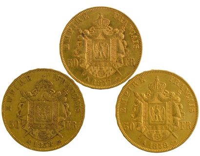 France Napoléon III Lot de 3 pièces de 50 francs 1857 et 1858 TB et TTB G 1111