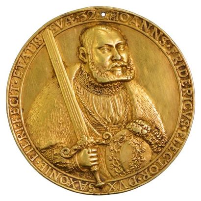 null Médaille en vermeil de Johann Friedrich electeur de Saxe (1503 1554), datée...