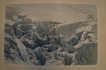 D'après Eugène CICERI L'ascension des photographes Bisson au Mont Blanc en 1861 Lithographie...