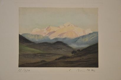 D'après Edgar BOUILLETTE Le Mont-Blanc L'aiguille des Drus Paysage hivernal Lot de...