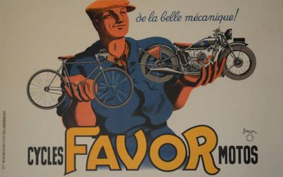 Affiche cycles motos FAVOR D'après Bellenger...