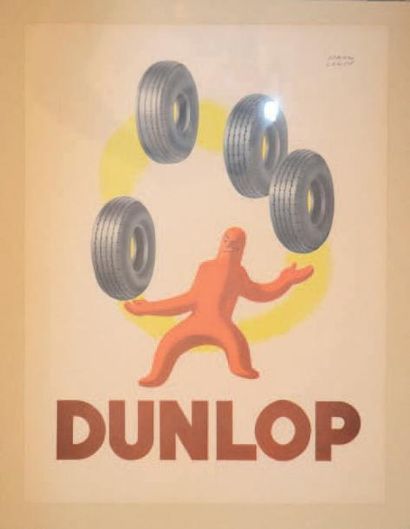 null Affiche pneus DUNLOP D'après Paul Colin 37,5 x 28 cm Entoilée