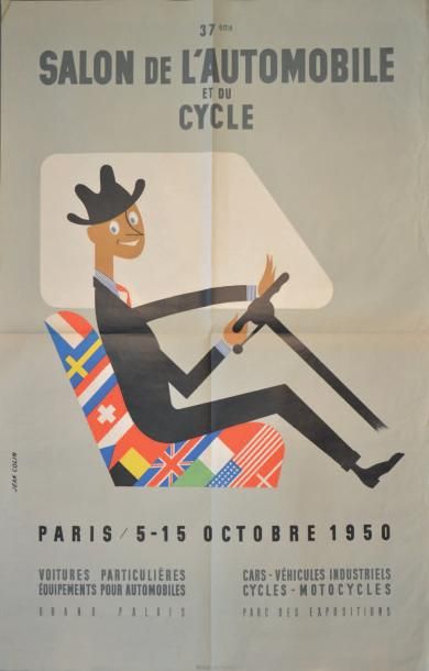 null Affiche du 37ème Salon de l'Automobile 1950 D'après un dessin de Jean Colin...