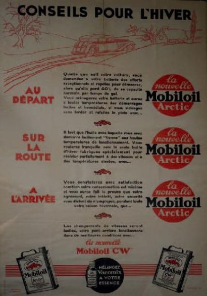 null Affiche MOBILOIL Conseils pour l'hiver Imp. Mestivier 99 x 65 cm Pliures et...