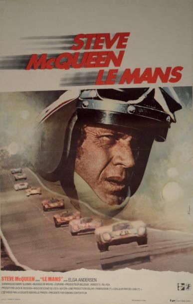 null Affiche pour le film Le Mans avec Steve McQuenn Imp. Lalande - Courbet 59,5...
