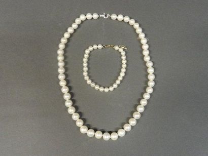 null PARURE En perles de culture comprenant un collier et un bracelet