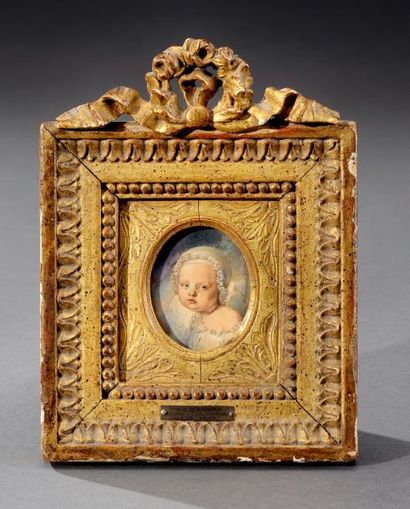 Alexandre-Evariste FRAGONARD (1780 - 1850) Portrait d'enfant Miniature sur papier...