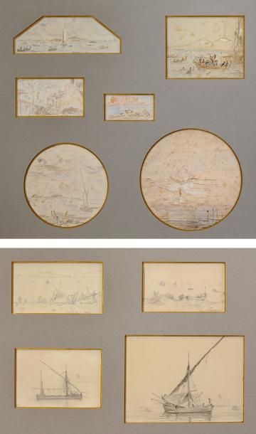Louis Amable CRAPELET (1822-1867) Carnet de voyage, Naples 1850 Ensemble de dix dessins...