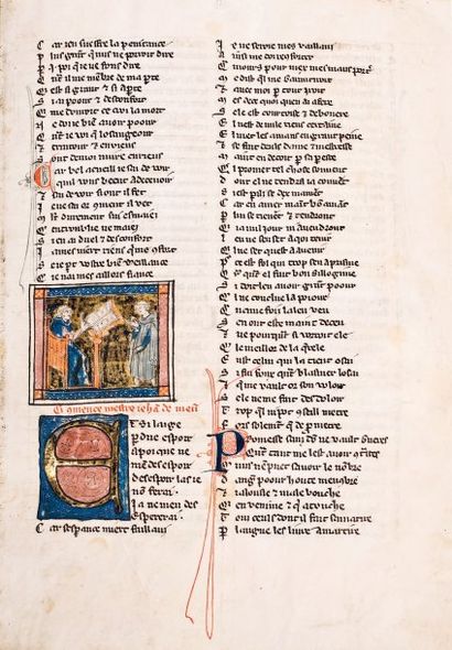 LORRIS (Guillaume) et MEUNG (Jean de). Le Roman de la Rose. 136 feuillets non foliotés,...