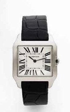 CARTIER Santos Série contemporaine. Modèle homme en or blanc 18K. Cadran argenté,...