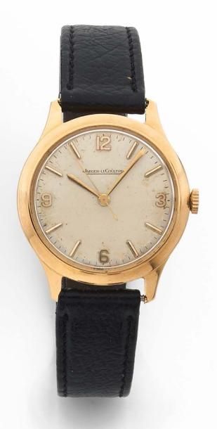 JAEGER-LECOULTRE VERS 1950 N°130340 Modèle homme en or 18K. Cadran argenté, chiffres...